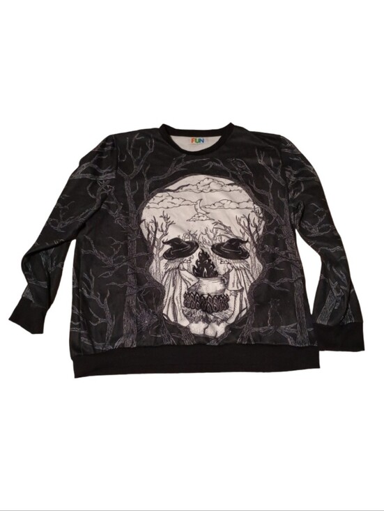 fun.com Tops - FUN Graphic Skull Forest Crewneck Sweatshirt Goth Grunge Halloween Unisex